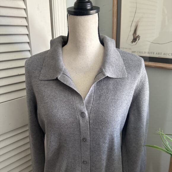 Quince Sweater Dress Womens XL Heather Gray Eco Knit Button Up Minimalist Winter - Picture 4 of 13